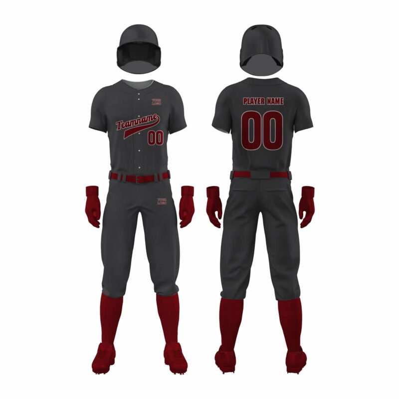 Grey and Maroon Softball Uniform