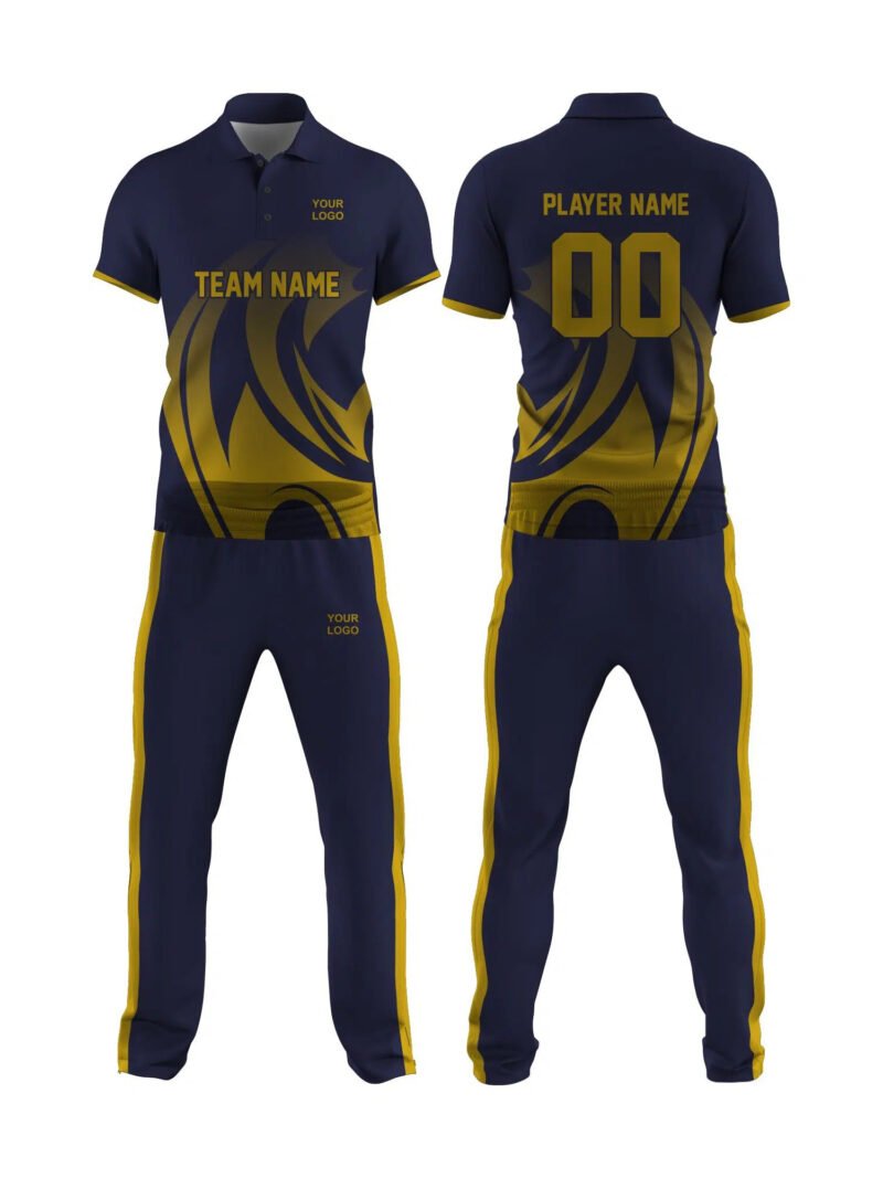 Navy Blue and Yellow Cricket Uniform