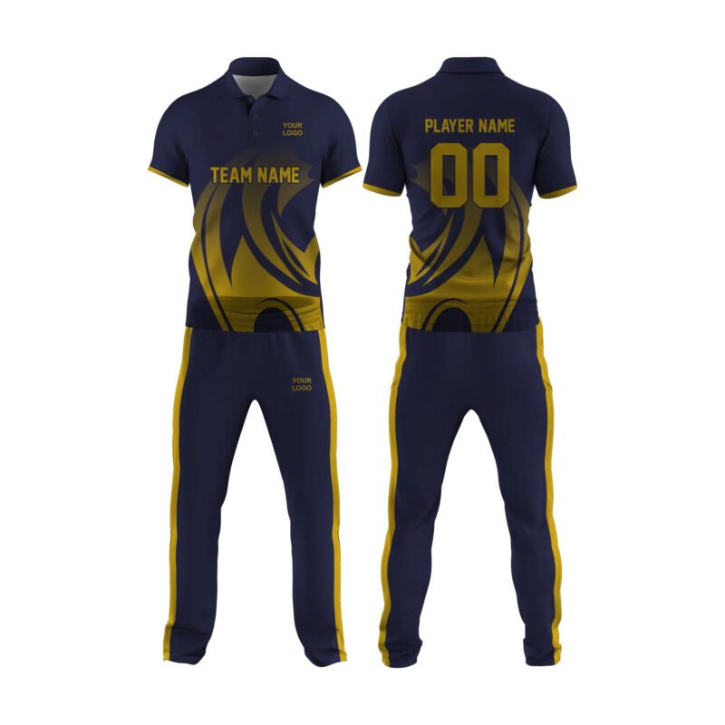 Navy Blue and Yellow Cricket Uniform