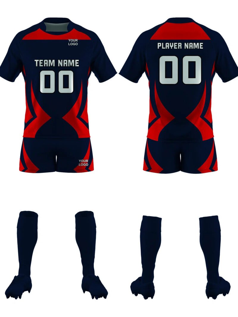 Red and Dark Blue Lacrosse Uniform