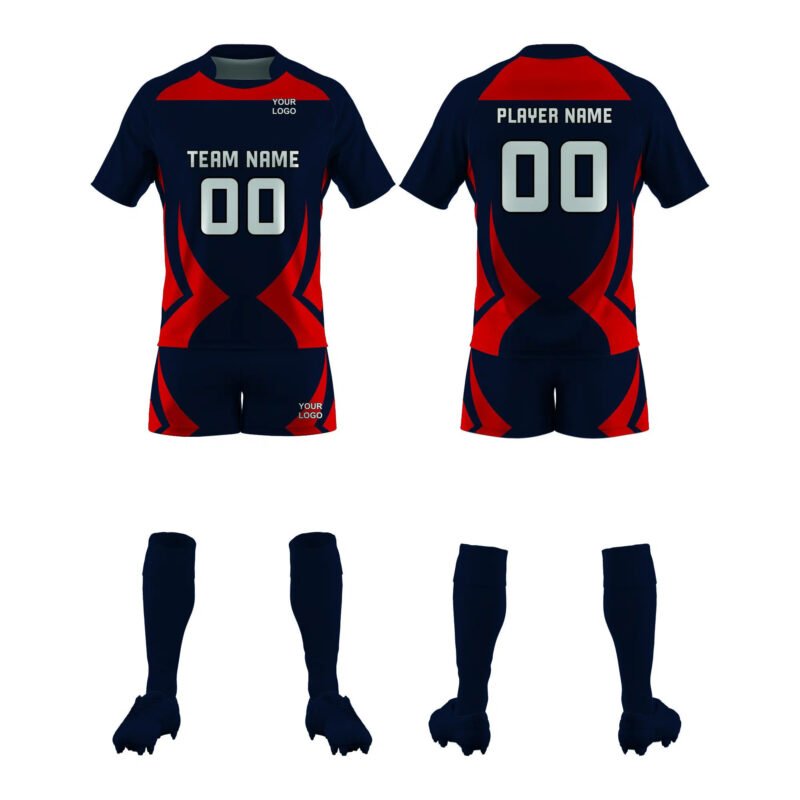 Red and Dark Blue Lacrosse Uniform