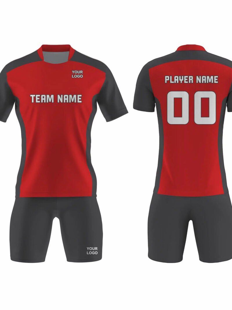 Red and Dark Grey Tennis Uniform