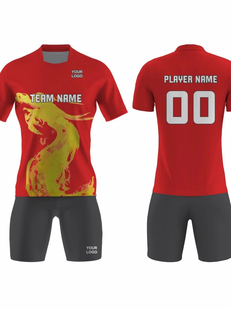 Red with Yellow Design Tennis Uniform
