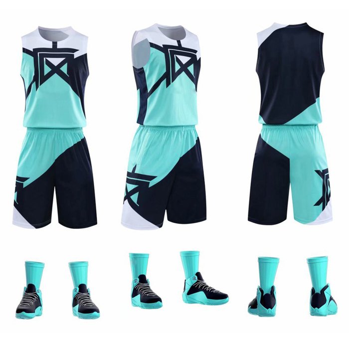 Sky and Dark Grey Basketball Uniform