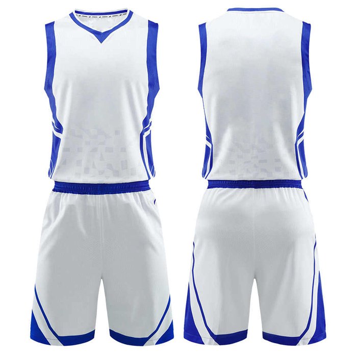 White and Blue Basketball Uniform