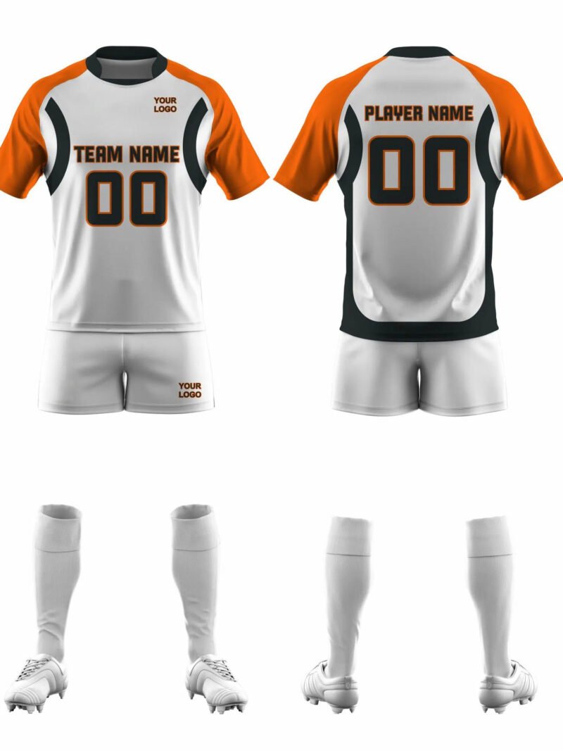 White and Orange Lacrosse Uniform