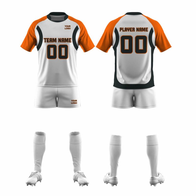 White and Orange Lacrosse Uniform