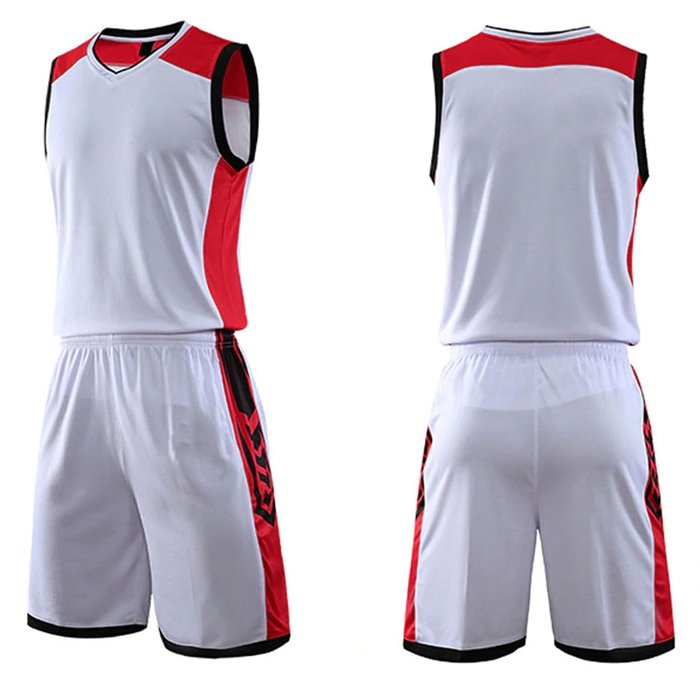 White and Red Basketball Uniform