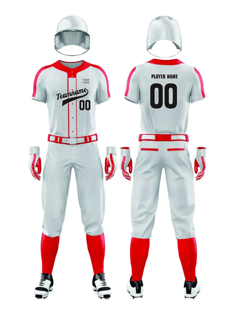 White and Red Softball Uniform