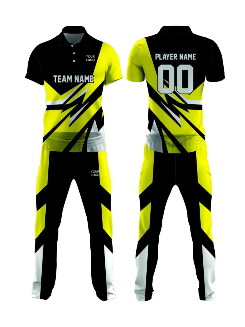 Yellow and Black Cricket Uniform