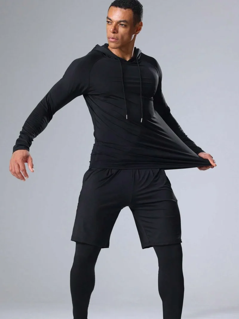 Long Sleeved Shirt And Hoodie Sports Set For Fitness