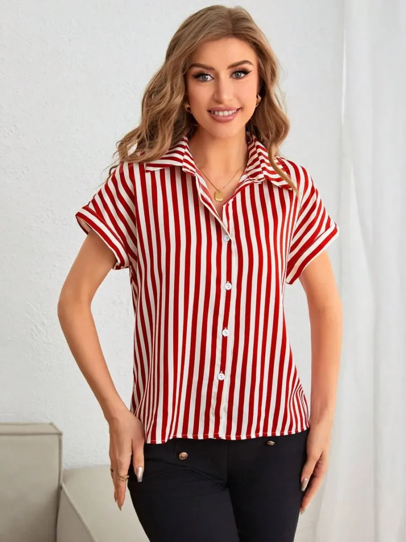 Striped Print Batwing Sleeve Shirt