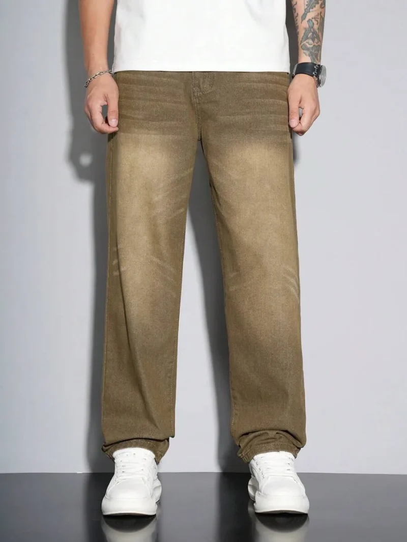 Gradient Color Side Pocket Casual Straight Leg Jeans