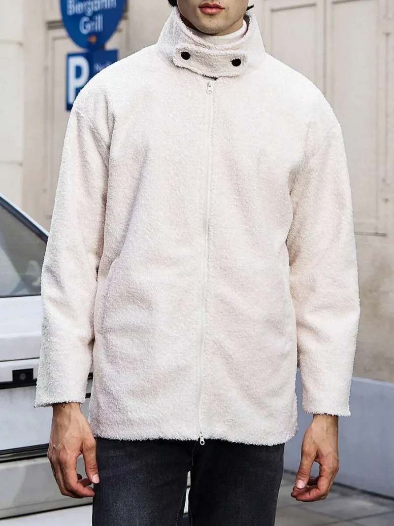 Loose Fit Mens Zip Up Teddy Jacket