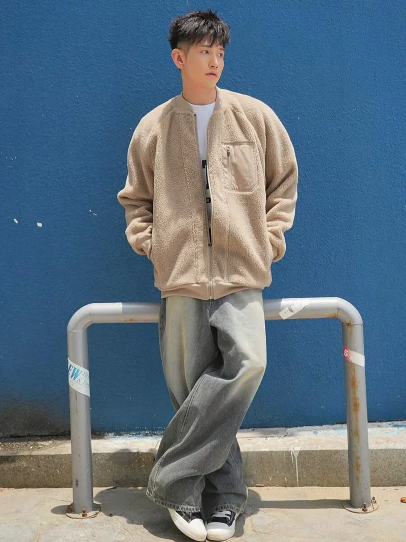 Zip Up Raglan Sleeve Teddy Bomber Jacket