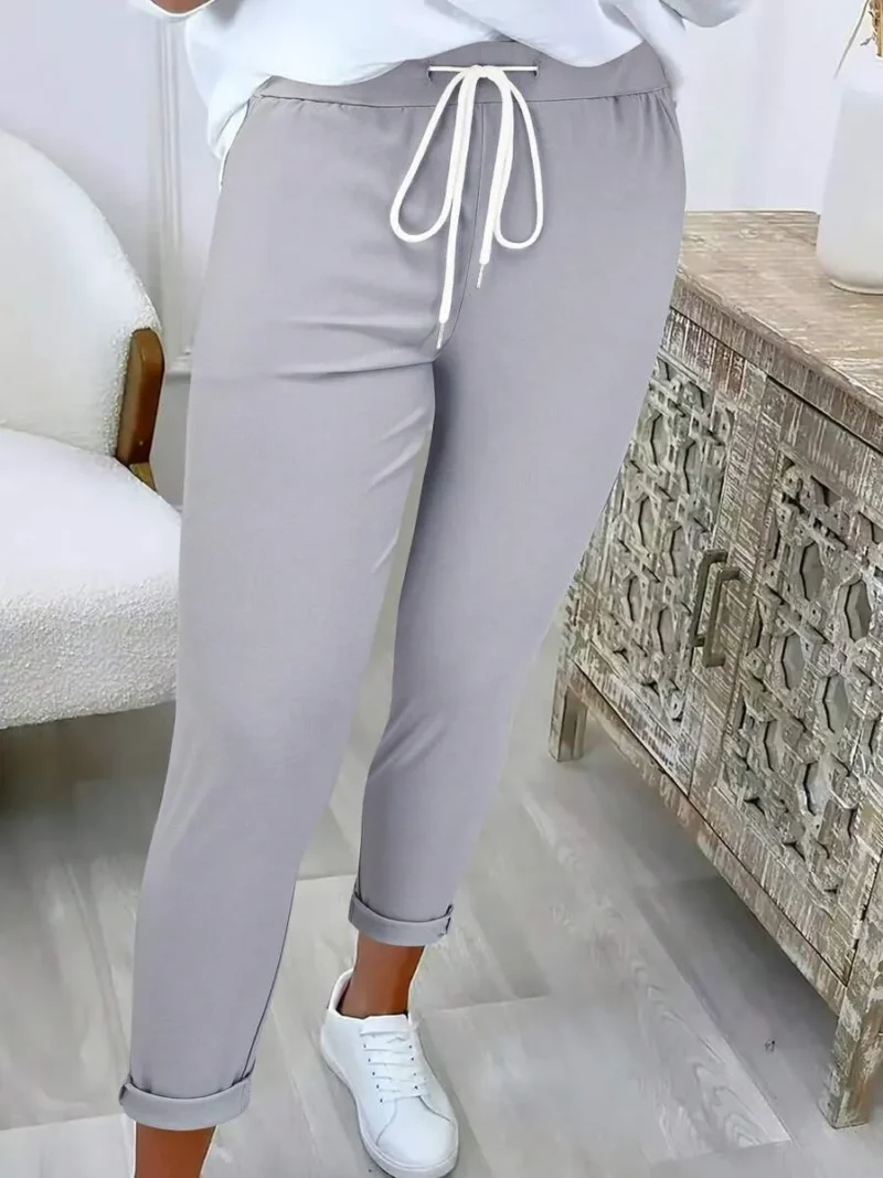 Casual Drawstring Waist Pants Minimalist Style