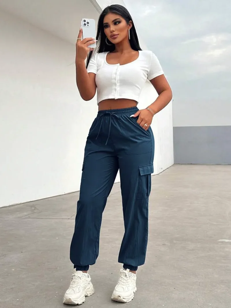 Casual Solid Color Cargo Pants