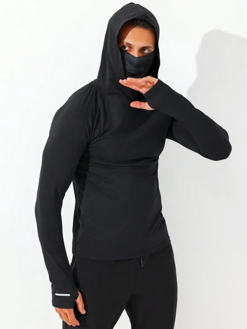 Casual Plain Long Sleeve Slim Fit Hooded Reflective Stripe Color Block Sports