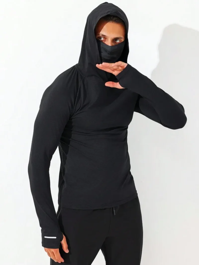 Casual Plain Long Sleeve Slim Fit Hooded Reflective Stripe Color Block Sports