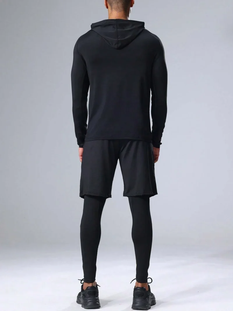 Long Sleeved Shirt And Hoodie Sports Set For Fitness