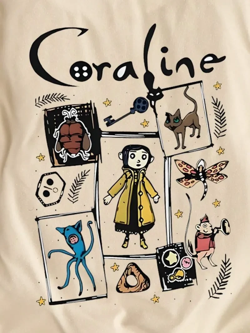 Cartoon Letter Print Crew Neck Short Sleeve