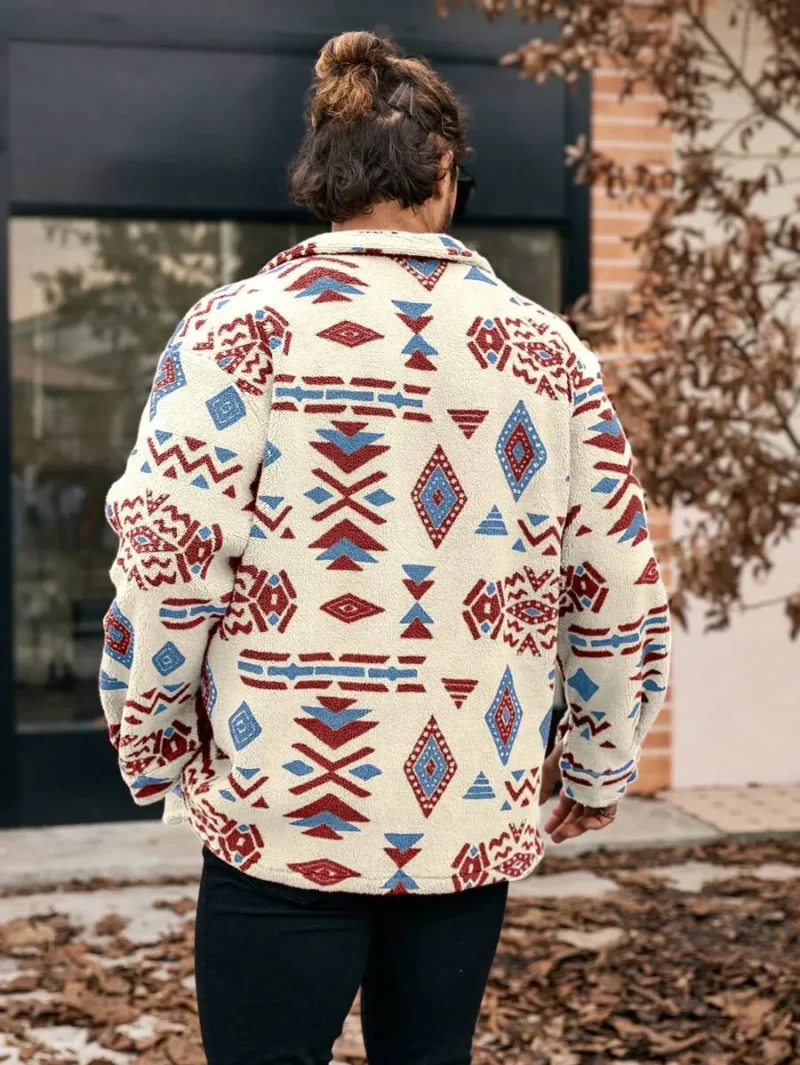 Geometric Pattern Button Up Pocket