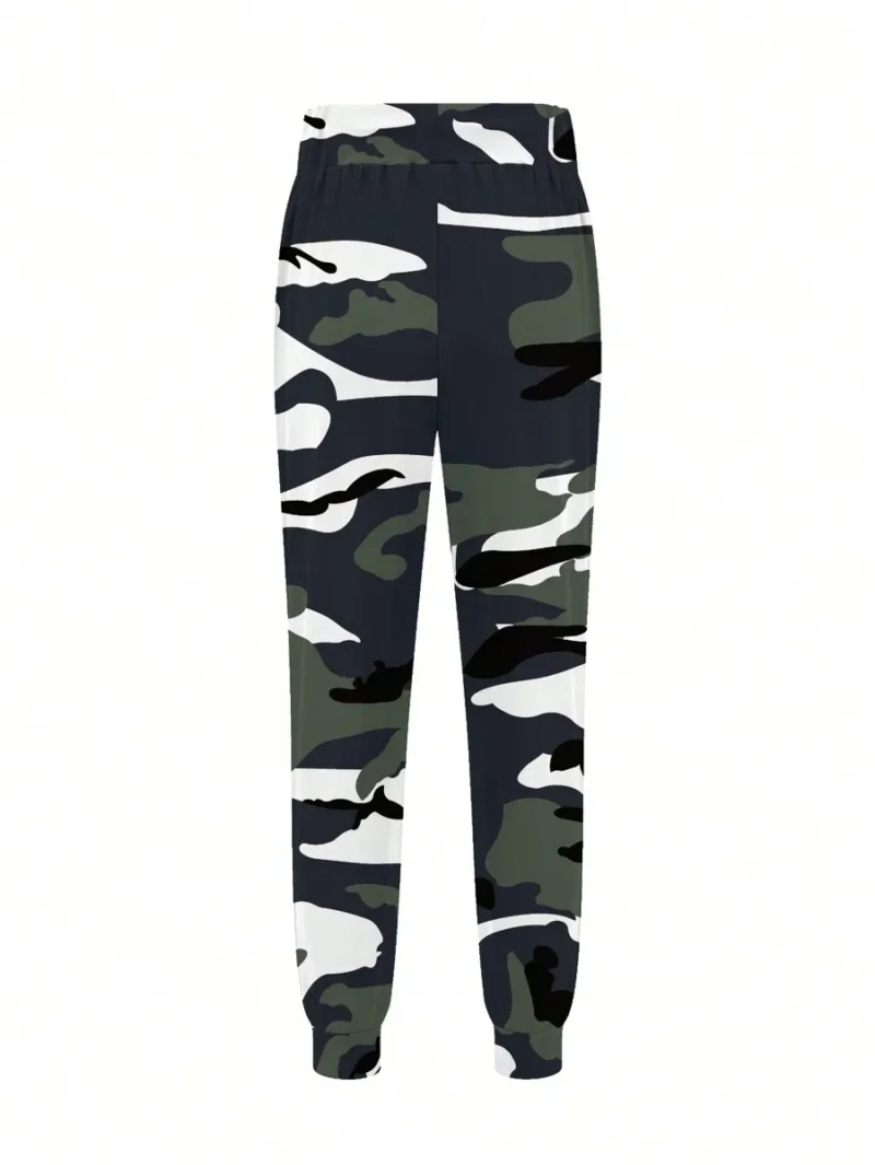 Camouflage Print Drawstring Waist Casual Long Pants
