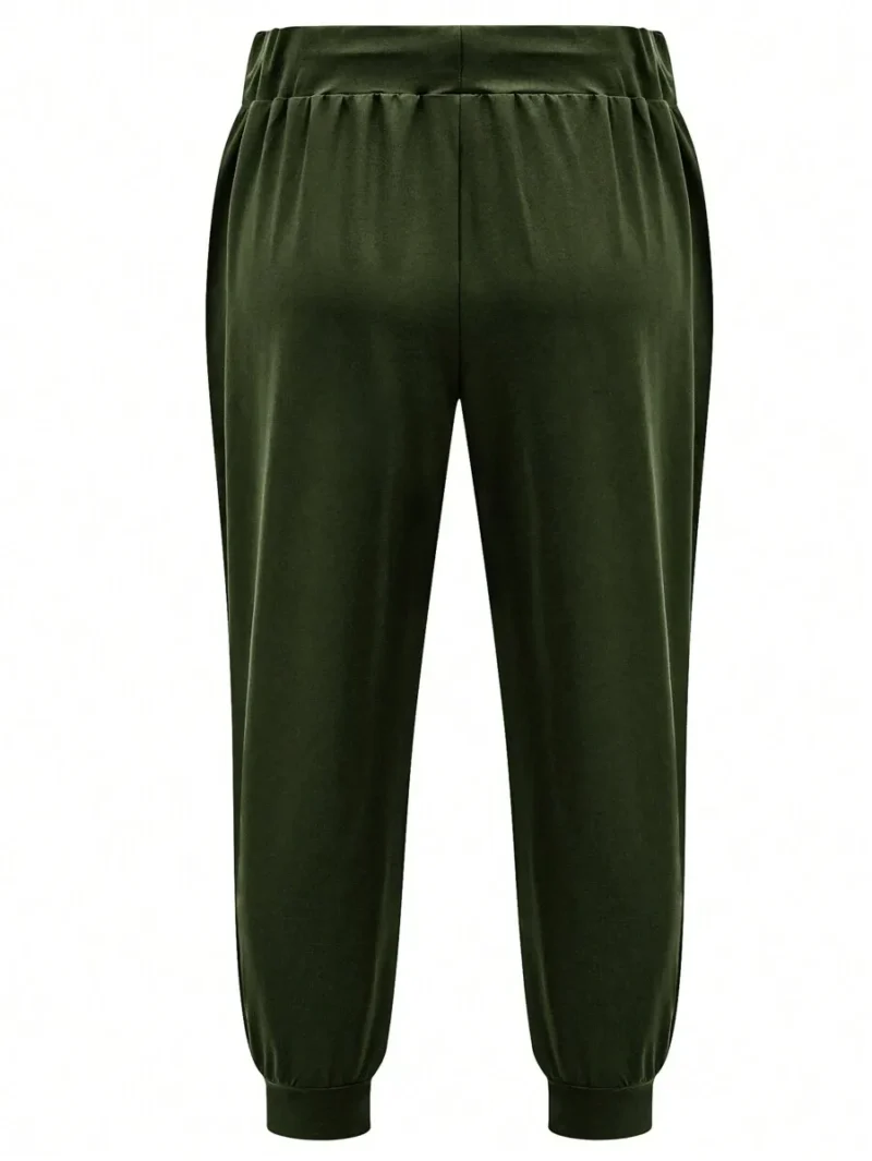 Casual Drawstring Waist Ankle Length Pants Solid Color