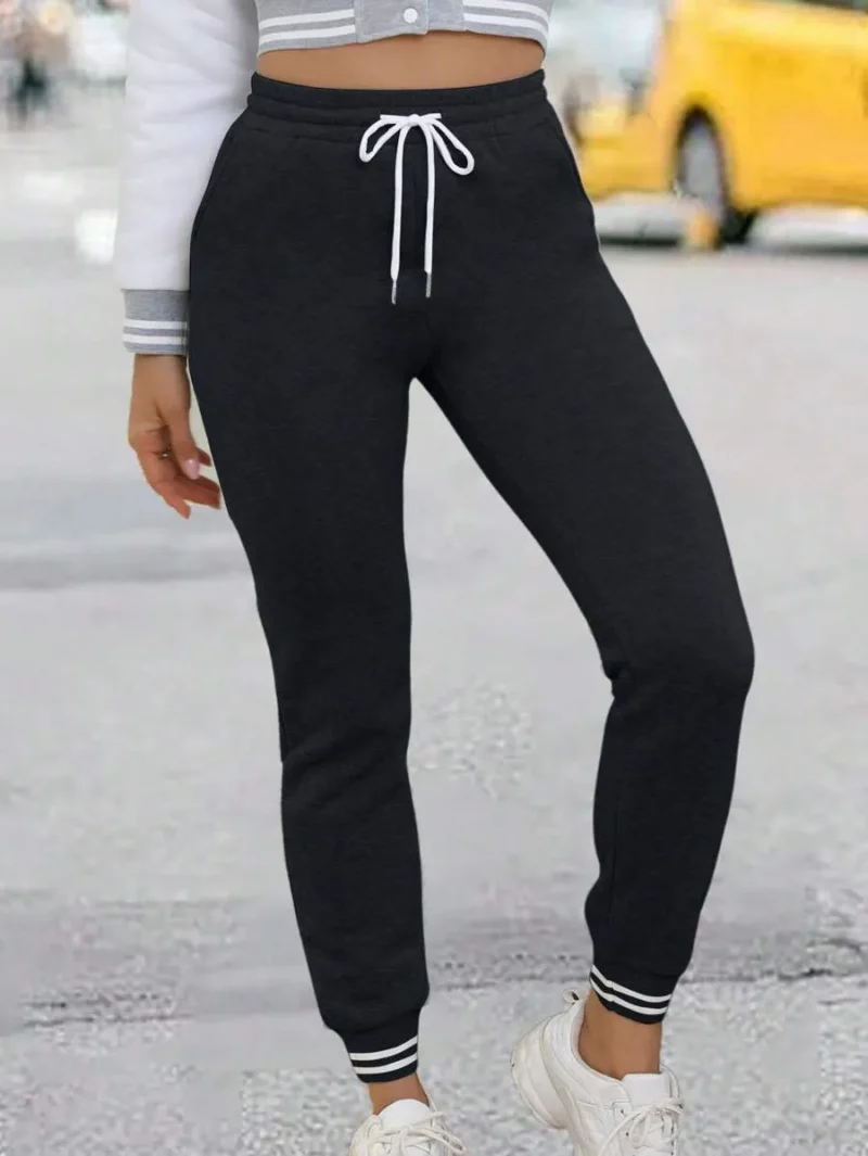 Casual Drawstring Waist Black Harem Pants