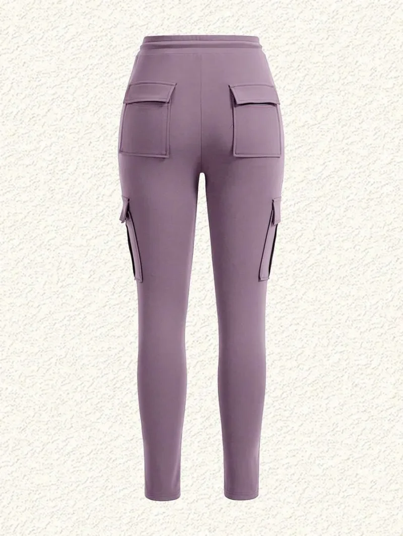 Grey Purple Knitted Skinny Pants For Women