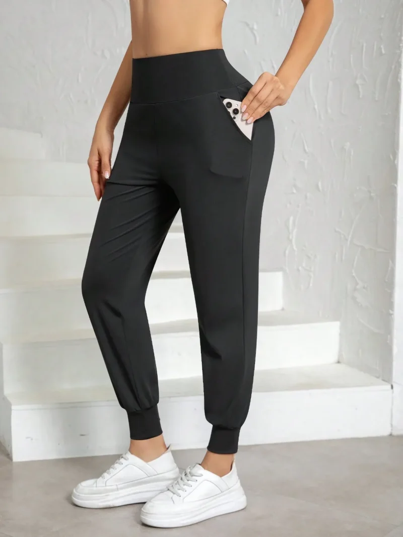 High Waist Ice Silk Joggers Pants Non Tight Sports Casual Pants