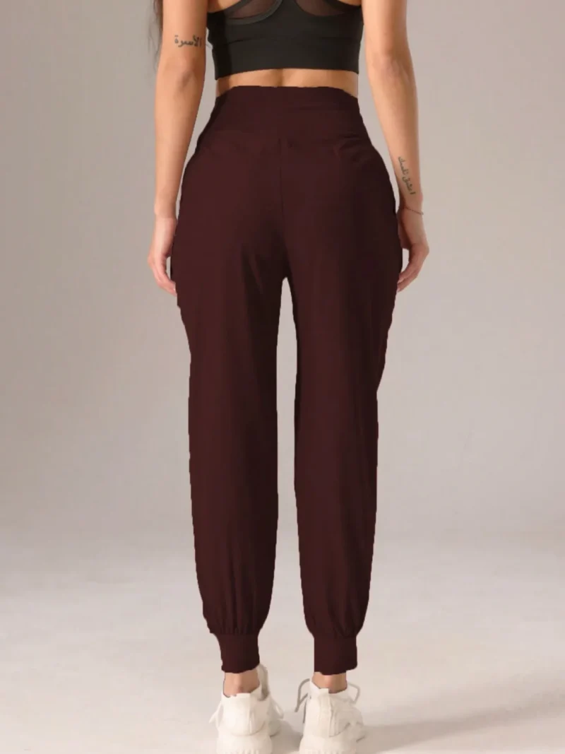 Sporty Pleated Solid Color Casual Sweatpants
