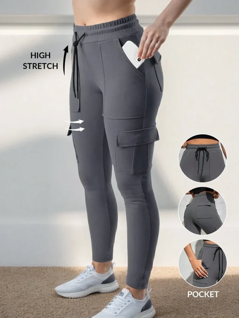 Yoga Sweatpants With Pockets Stretch Tapered Jogging Pants