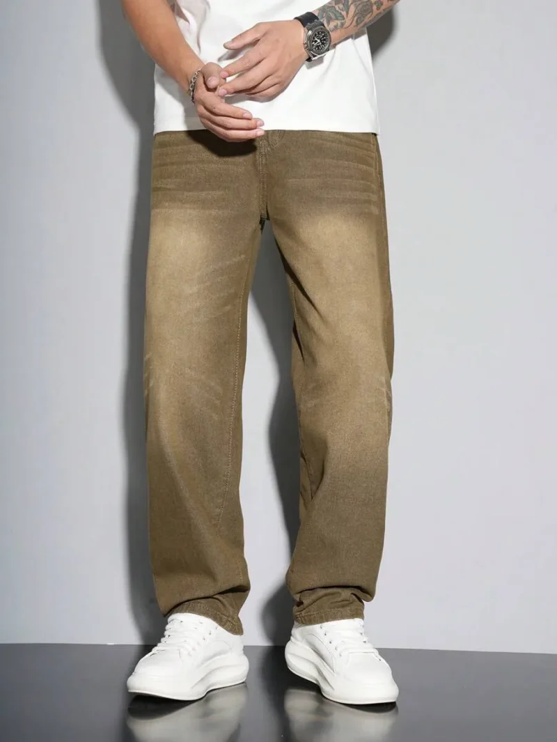 Gradient Color Side Pocket Casual Straight Leg Jeans