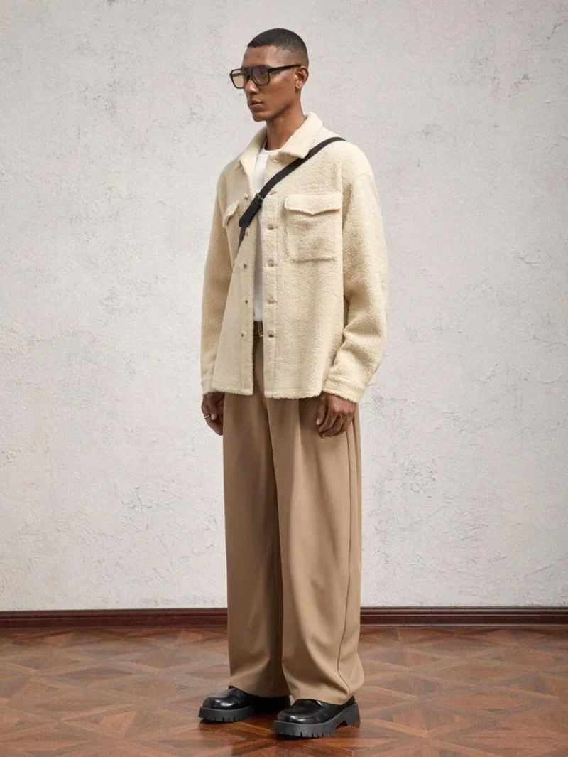 Knitted Slim Fit Stand Collar Long Sleeve Jacket