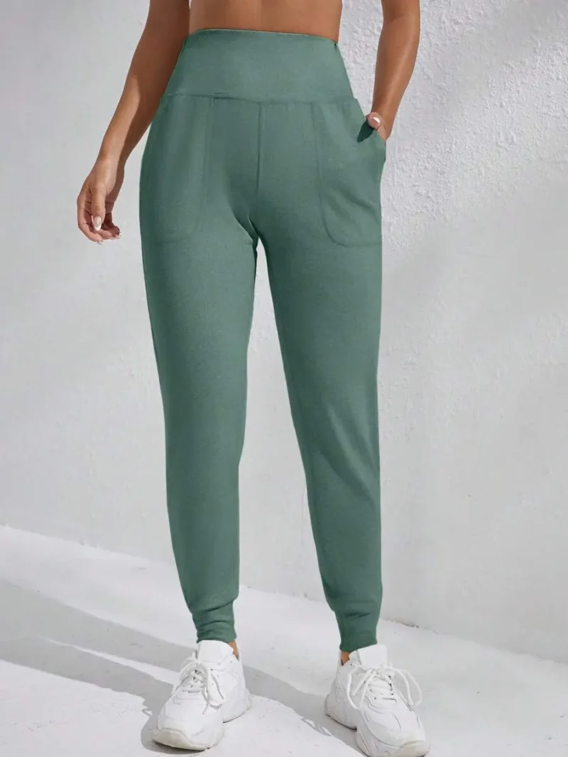 Casual Solid Color High Waist Drawstring Jogger Pants