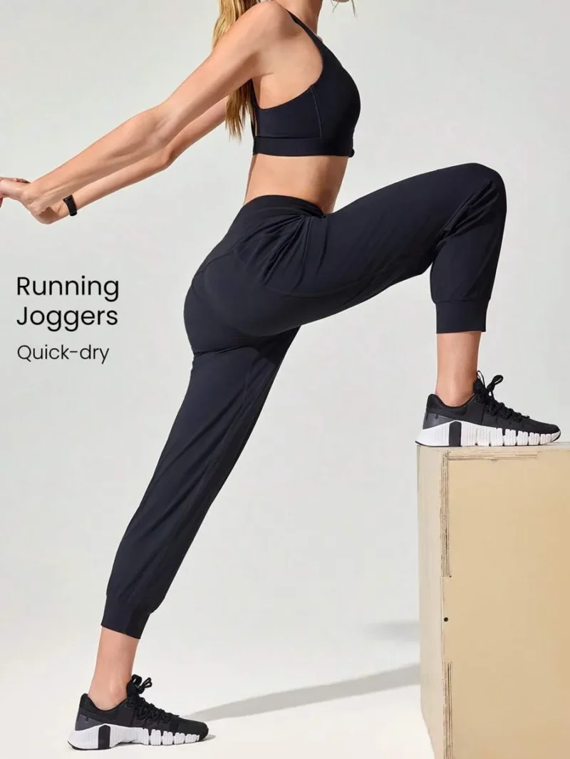 Drawstring High Waist Multi Pocket Joggers
