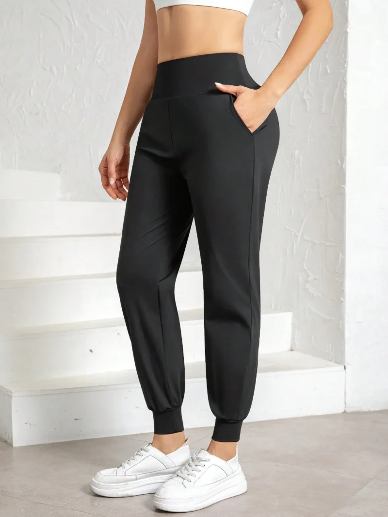 High Waist Ice Silk Joggers Pants Non Tight Sports Casual Pants