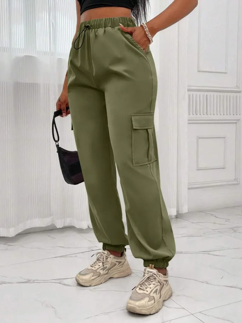 Khaki Cargo Pants With Multiple Pockets
