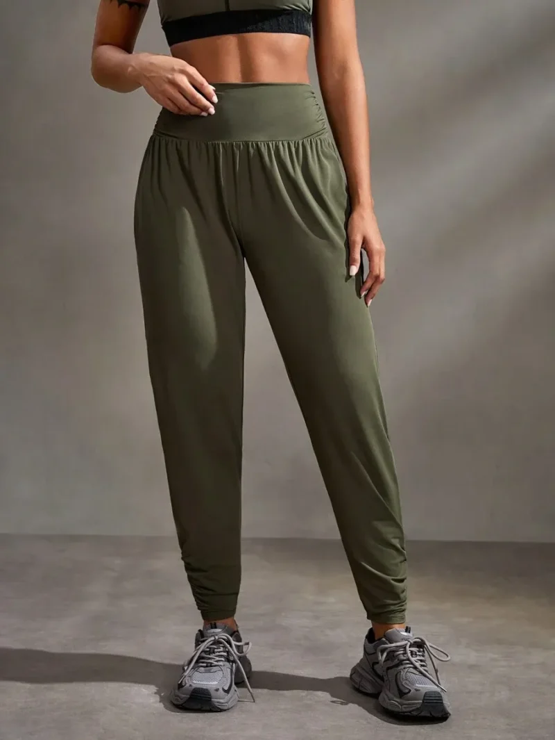 Pleated Elastic Waist Solid Color Casual Sweatpants