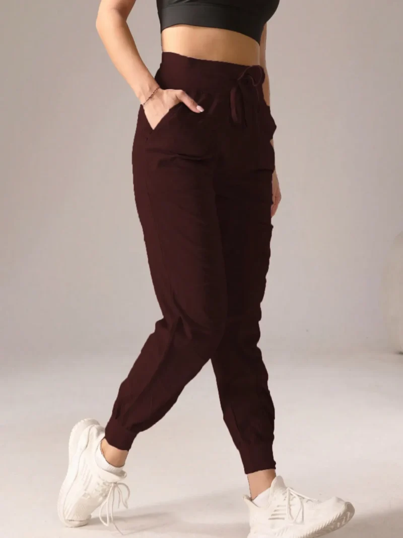 Sporty Pleated Solid Color Casual Sweatpants