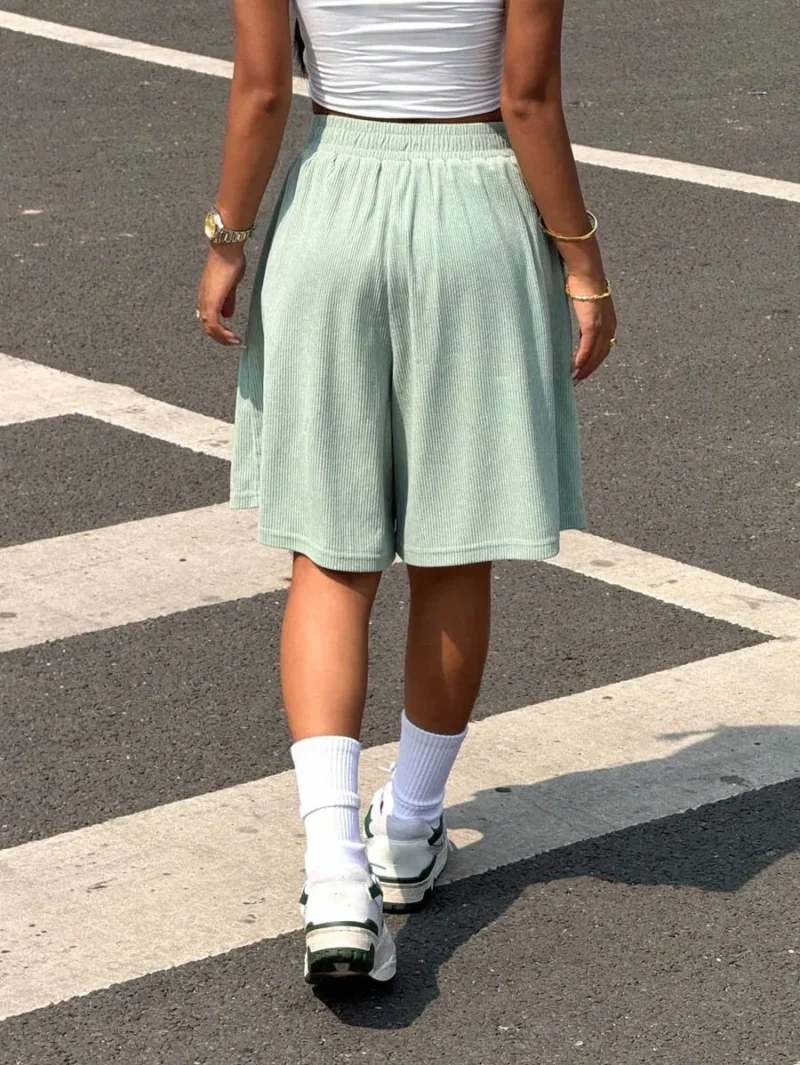 Casual Loose Solid Color Corduroy Shorts