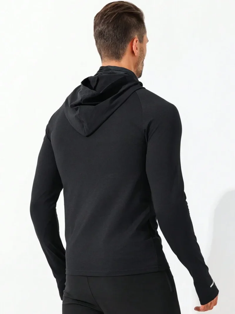 Casual Plain Long Sleeve Slim Fit Hooded Reflective Stripe Color Block Sports