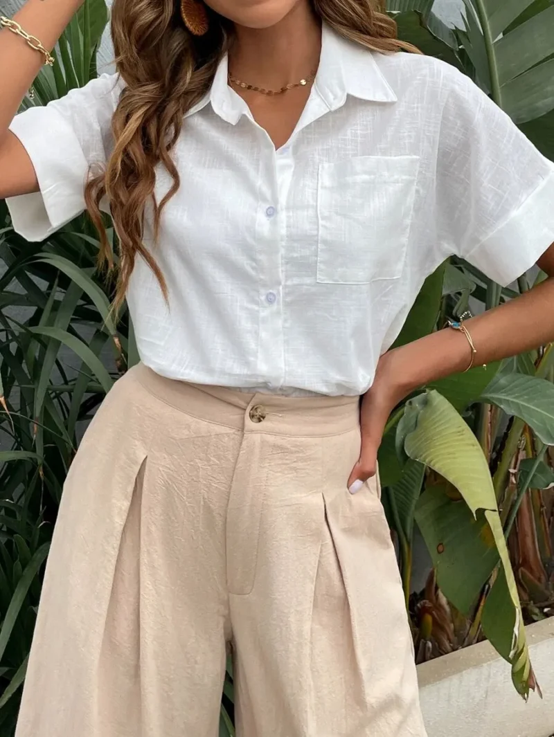 Batwing Sleeve Pocket Patched Shirt