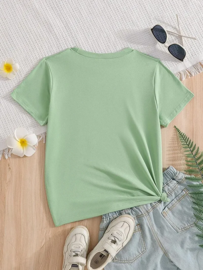Cartoon Capybara Drinking Bubble Tea Print Round Neck