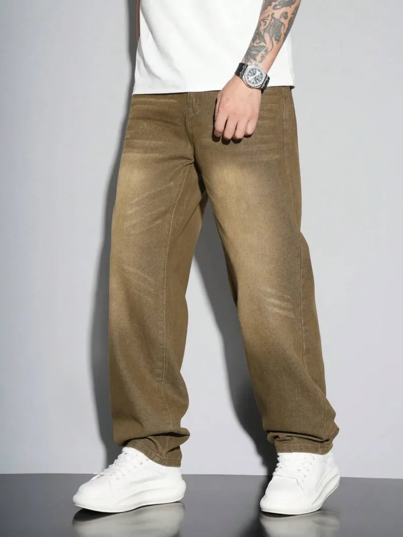 Gradient Color Side Pocket Casual Straight Leg Jeans