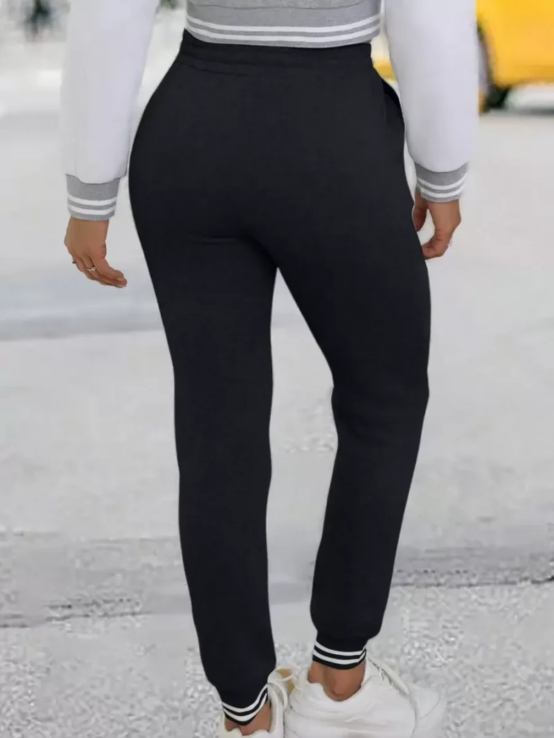 Casual Drawstring Waist Black Harem Pants