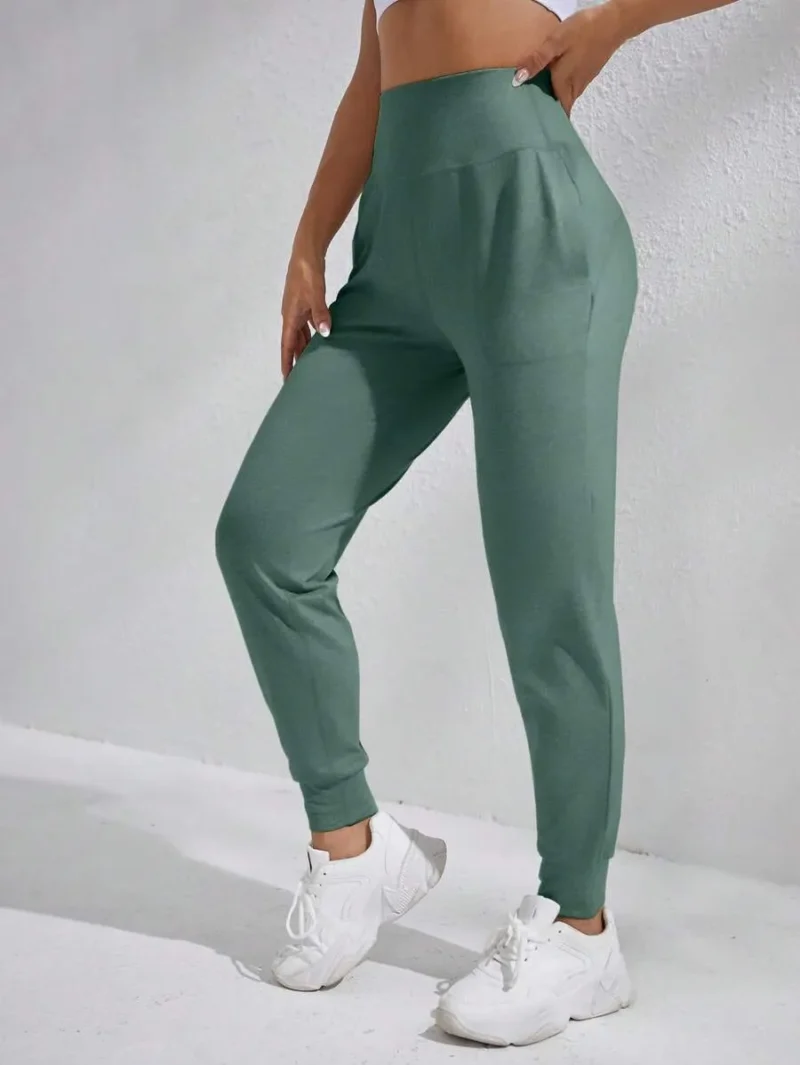 Casual Solid Color High Waist Drawstring Jogger Pants