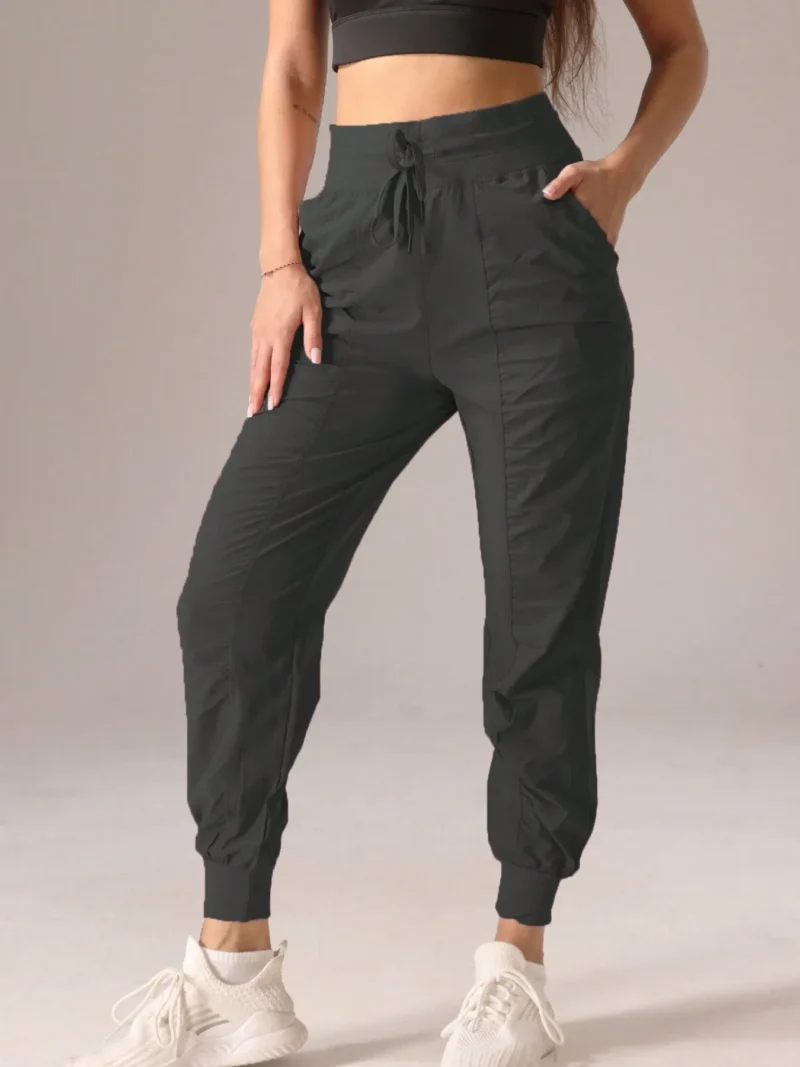Sports Style Pleated Solid Color Casual Pants