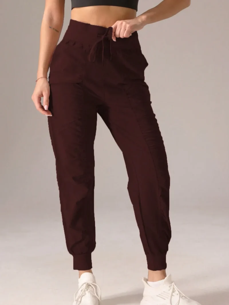 Sporty Pleated Solid Color Casual Sweatpants